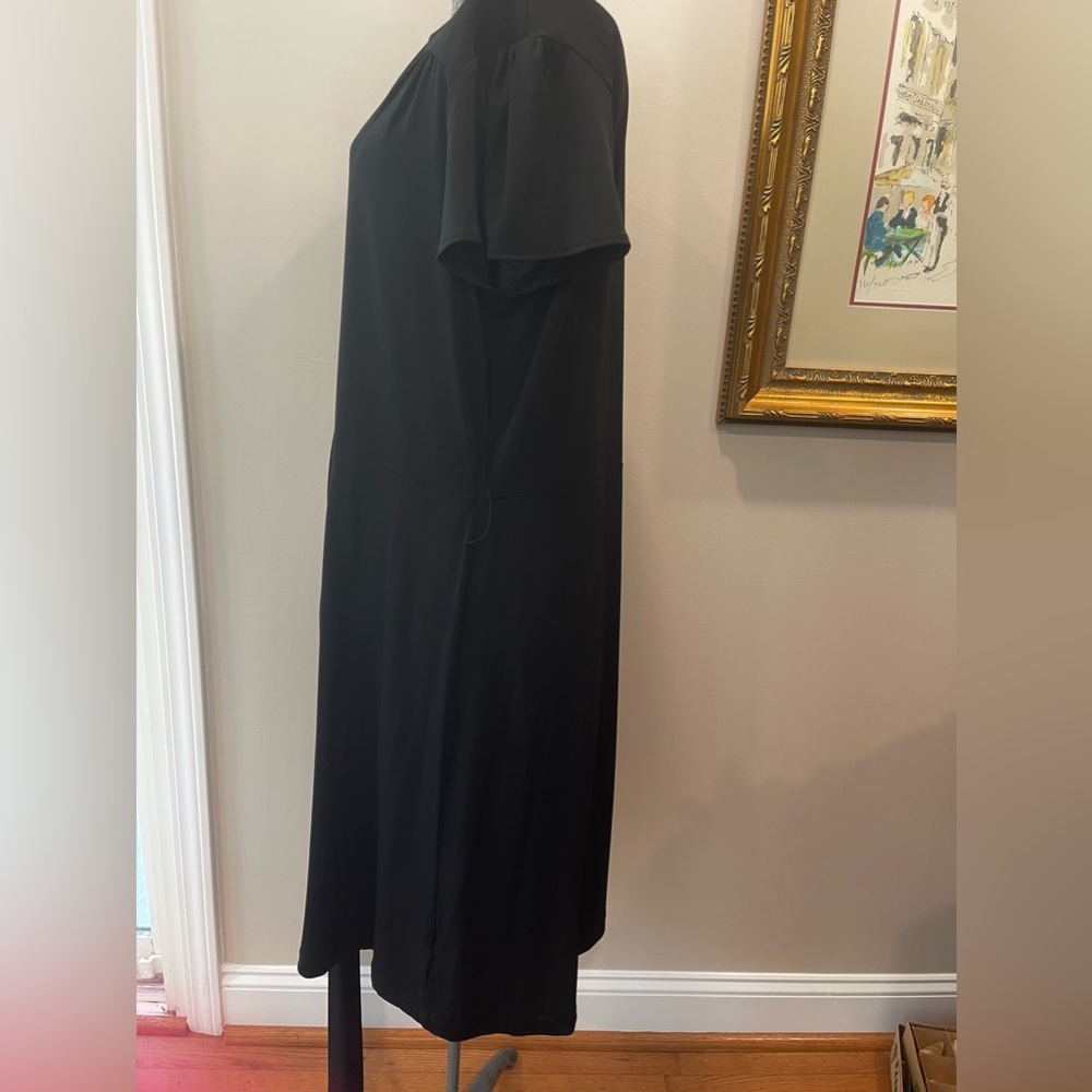 Attention XL ladies black v neck‎ dress-tie-NWOT-summer-Midi-wrap tie-cocktail - Picture 2 of 9